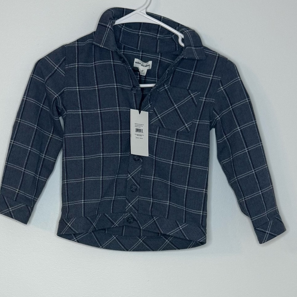 Classic Navy Checkered Kids Button Down Shirt
